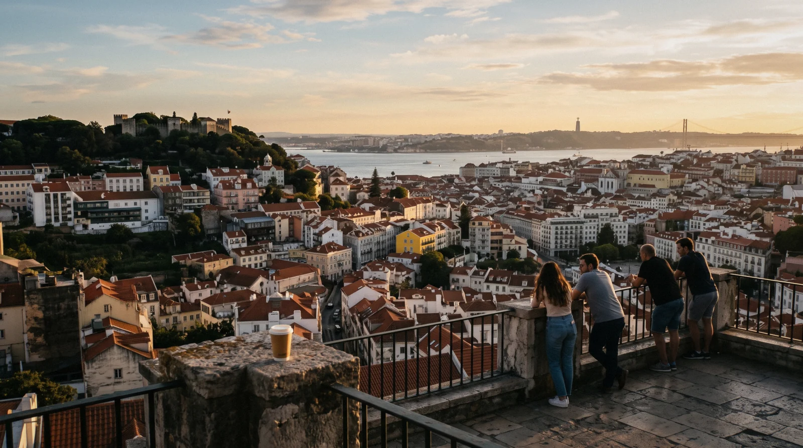 Miradouro da Senhora do Monte at golden hour in late September, the light that decides the best time to visit Lisbon